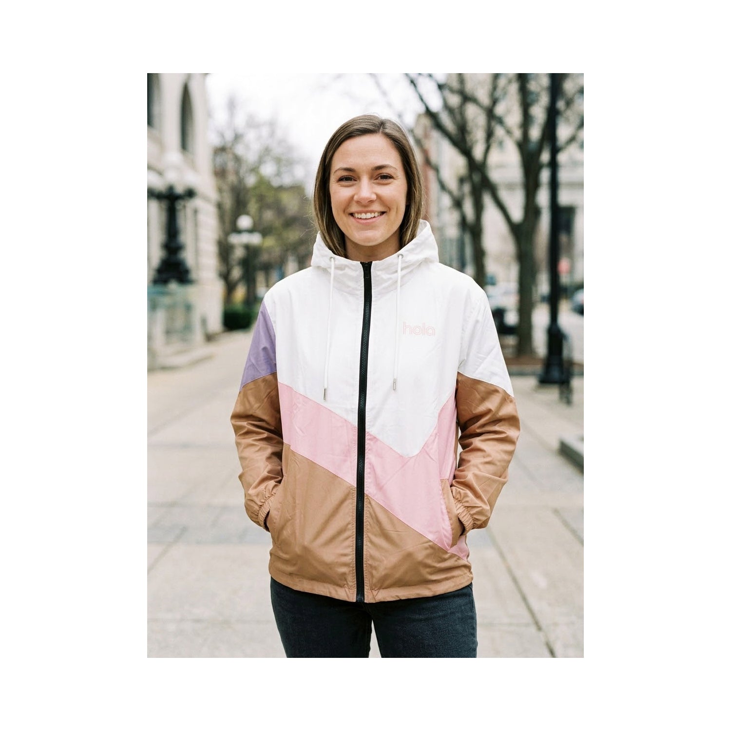 Hola Windbreaker Jacket White/Pink
